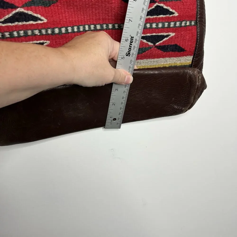 Born Wool Leather Tote Bag Southwestern Boho Aztec Pattern Shoulder‎ Purse